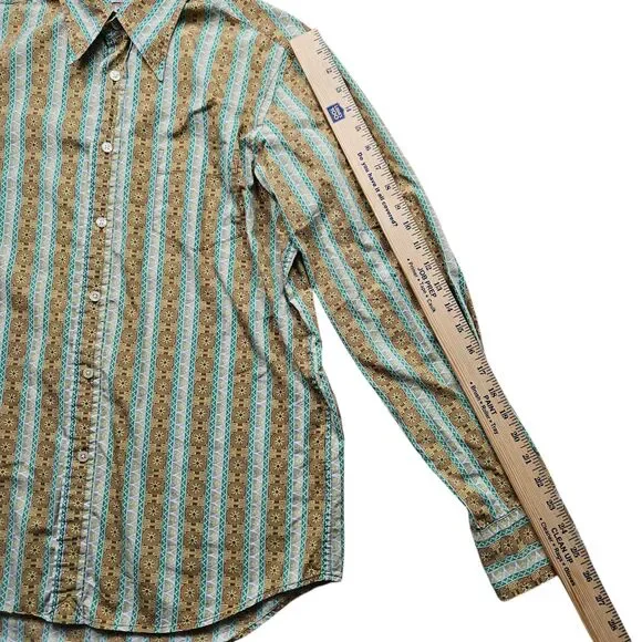 Vintage Lucky Brand Dungarees Shirt Mens Medium Stripe Long Sleeve Western 70s - Picture 9 of 12